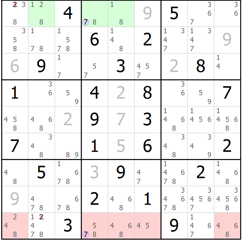 Position des candidats pour la solution de la Gr 66 page 69 du magazine de sudoku Suprême n° 023