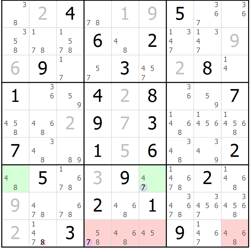 Position des candidats pour la solution de la Gr 66 page 69 du magazine de sudoku Suprême n° 023