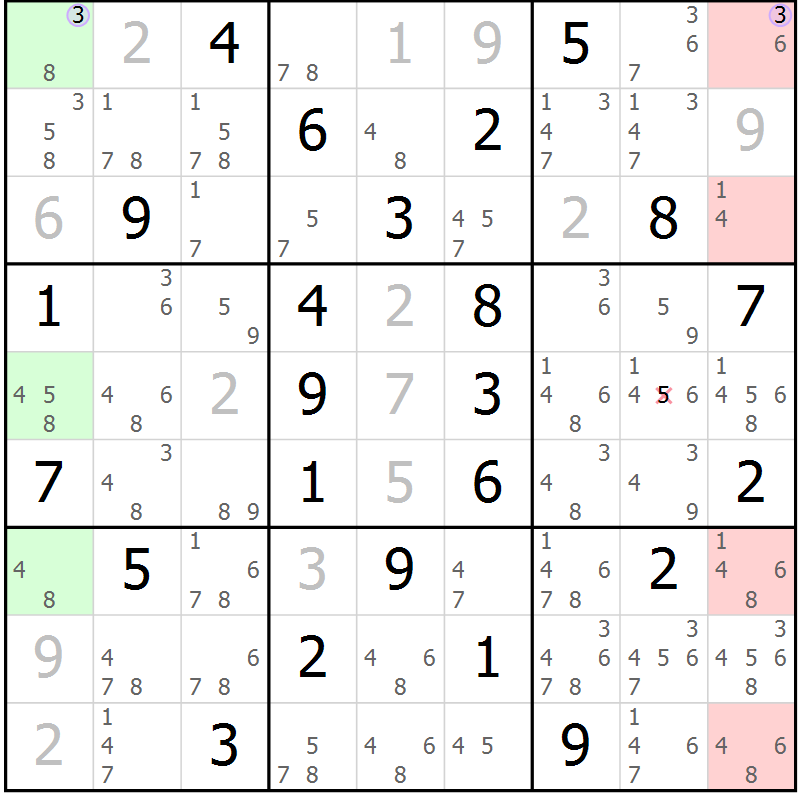 Position des candidats pour la solution de la Gr 66 page 69 du magazine de sudoku Suprême n° 023