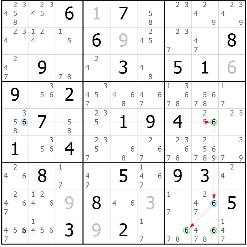 Position des candidats pour la solution de la Gr 67 page 70 du magazine de sudoku Suprême n° 023