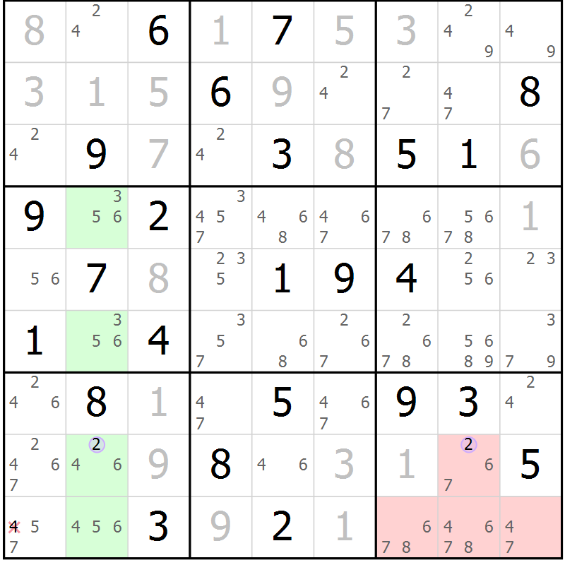 Position des candidats pour la solution de la Gr 67 page 70 du magazine de sudoku Suprême n° 023