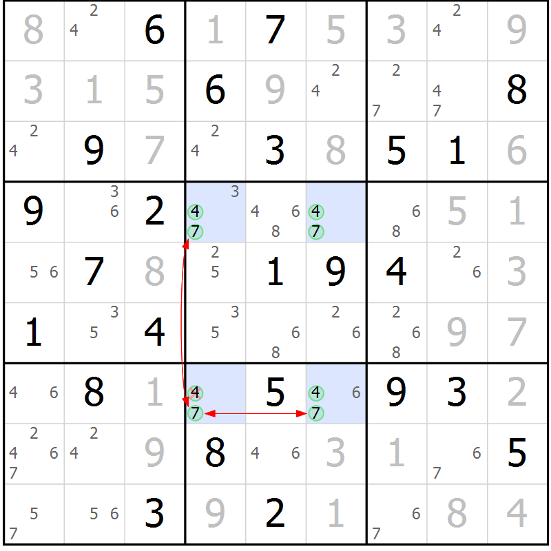 Position des candidats pour la solution de la Gr 67 page 70 du magazine de sudoku Suprême n° 023