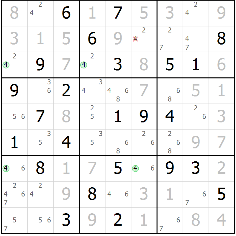 Position des candidats pour la solution de la Gr 67 page 70 du magazine de sudoku Suprême n° 023