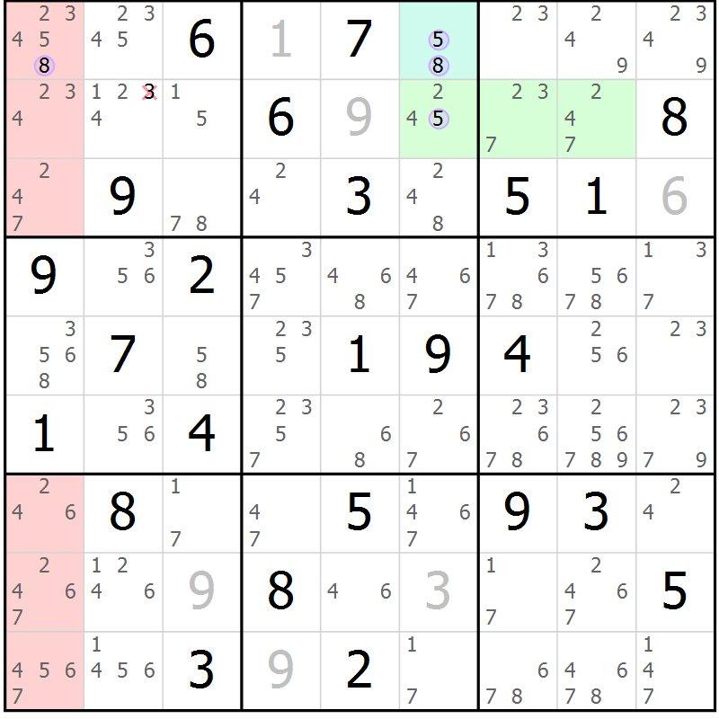 Position des candidats pour la solution de la Gr 67 page 70 du magazine de sudoku Suprême n° 023