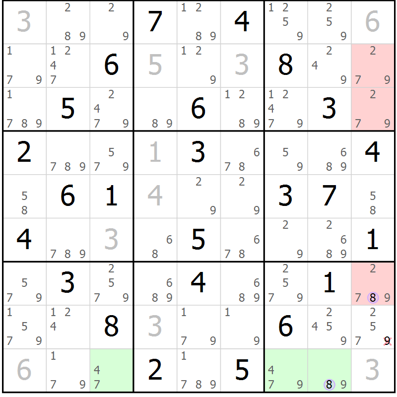 Position des candidats pour la solution de la Gr 68 page 71 du magazine de sudoku Suprême n° 023