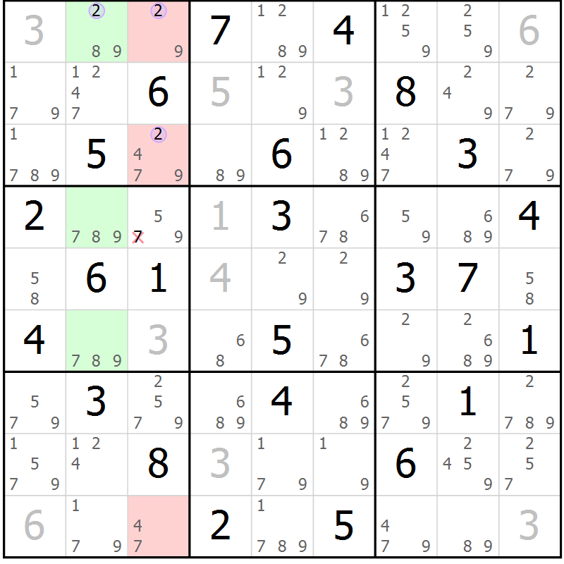 Position des candidats pour la solution de la Gr 68 page 71 du magazine de sudoku Suprême n° 023
