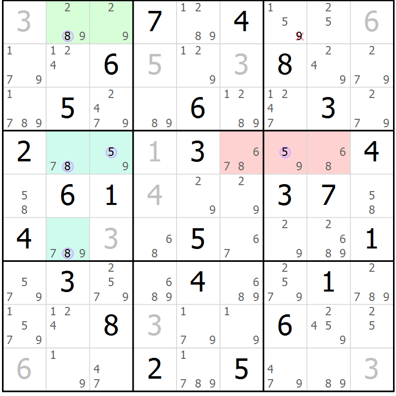 Position des candidats pour la solution de la Gr 68 page 71 du magazine de sudoku Suprême n° 023