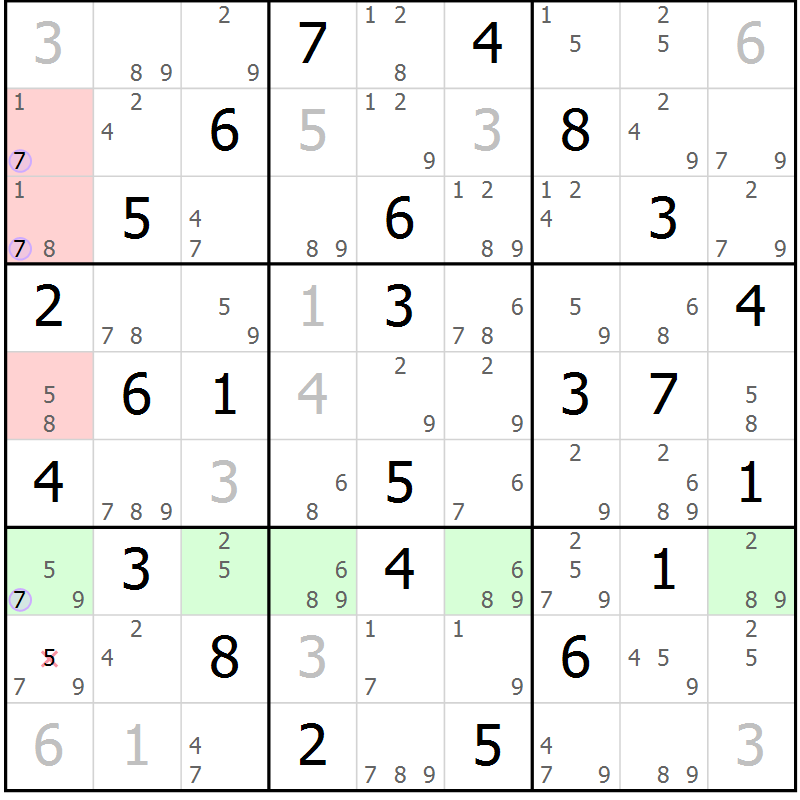 Position des candidats pour la solution de la Gr 68 page 71 du magazine de sudoku Suprême n° 023