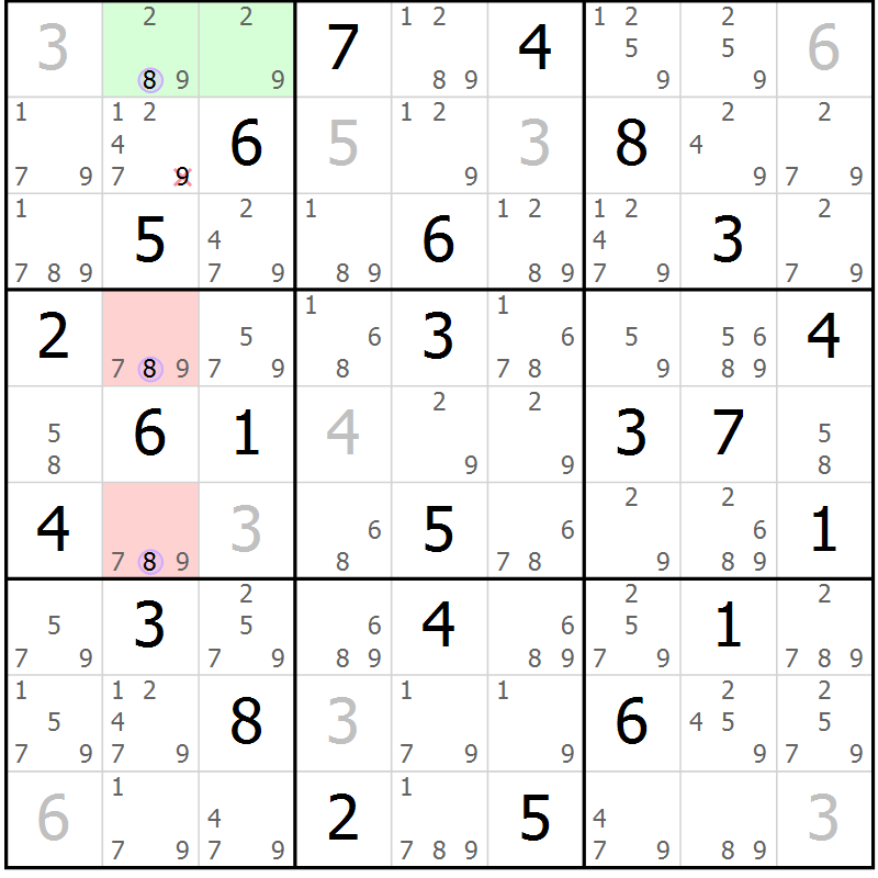 Position des candidats pour la solution de la Gr 68 page 71 du magazine de sudoku Suprême n° 023