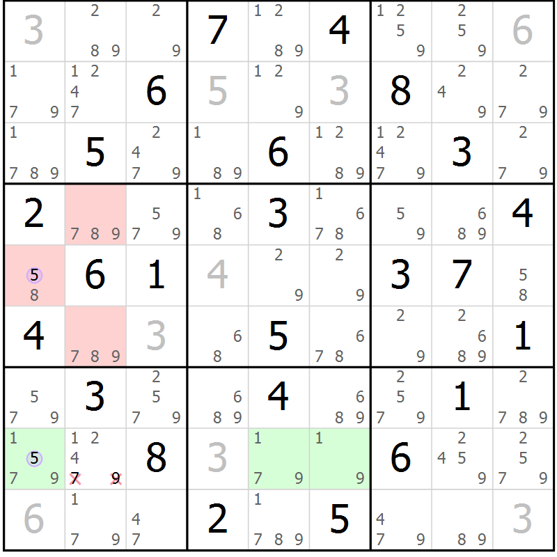 Position des candidats pour la solution de la Gr 68 page 71 du magazine de sudoku Suprême n° 023