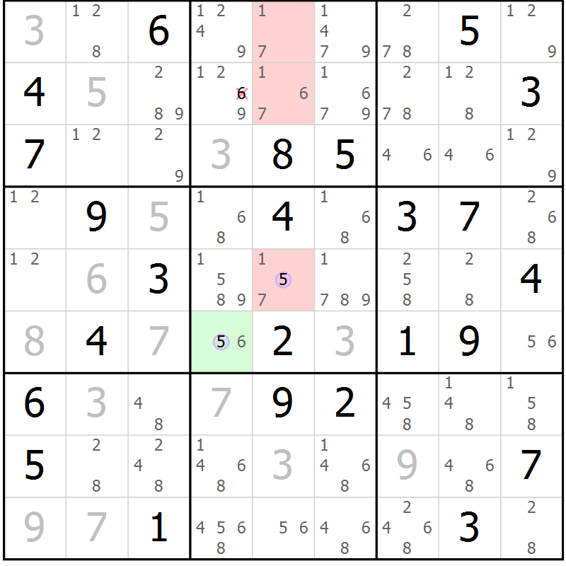 Position des candidats pour la solution de la Gr 69 page 72 du magazine de sudoku Suprême n° 023