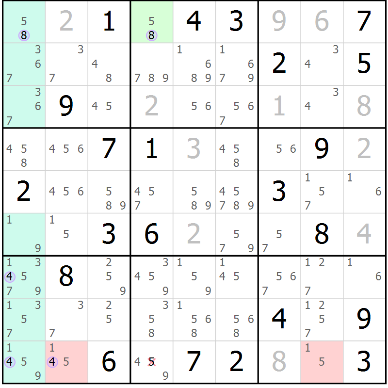 Position des candidats pour la solution de la Gr 7 page 10 du magazine de sudoku Suprême n° 023