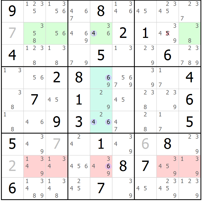 Position des candidats pour la solution de la Gr 70 page 73 du magazine de sudoku Suprême n° 023