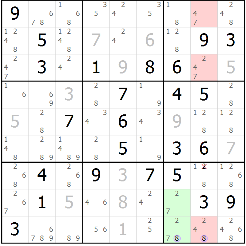 Position des candidats pour la solution de la Gr 71 page 74 du magazine de sudoku Suprême n° 023