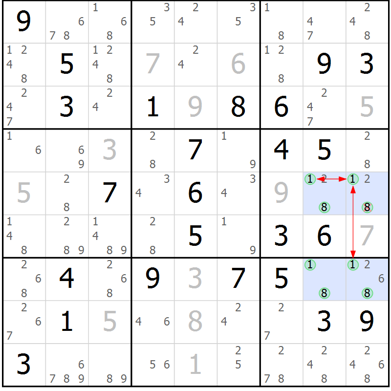 Position des candidats pour la solution de la Gr 71 page 74 du magazine de sudoku Suprême n° 023