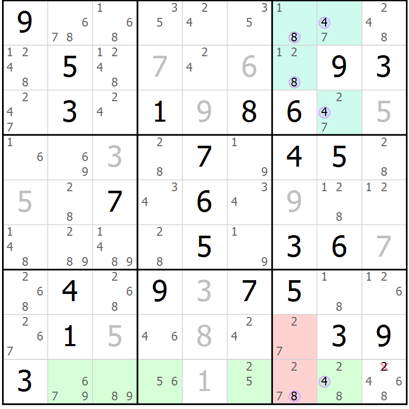 Position des candidats pour la solution de la Gr 71 page 74 du magazine de sudoku Suprême n° 023