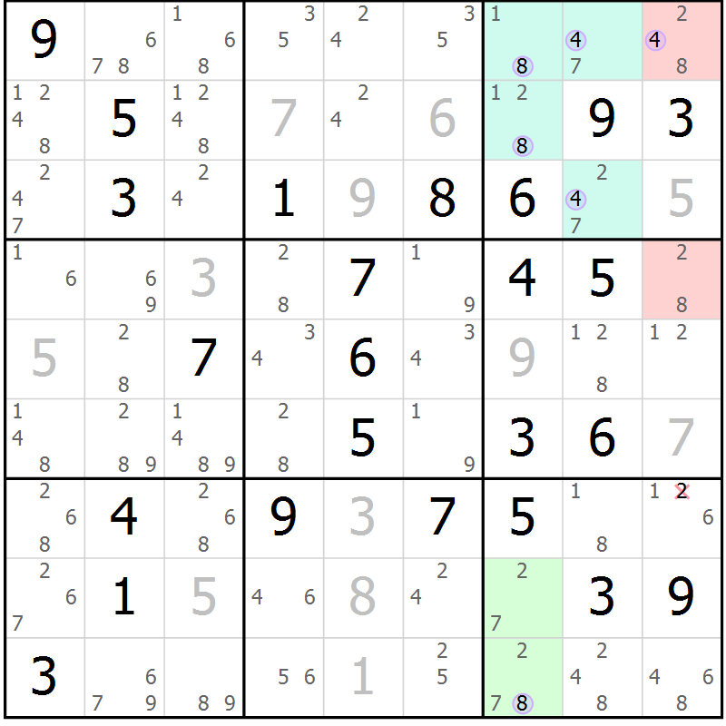 Position des candidats pour la solution de la Gr 71 page 74 du magazine de sudoku Suprême n° 023