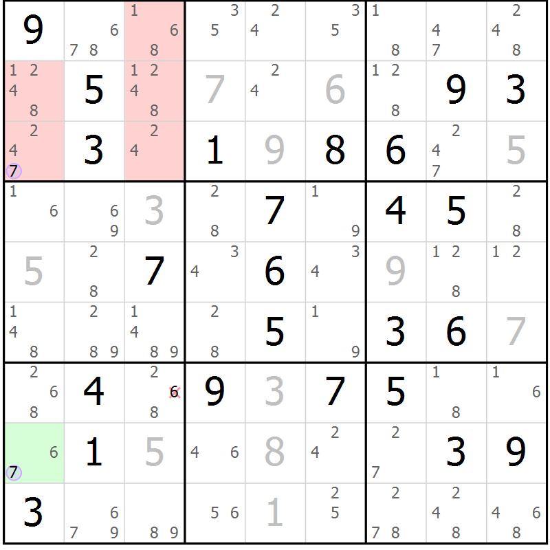 Position des candidats pour la solution de la Gr 71 page 74 du magazine de sudoku Suprême n° 023