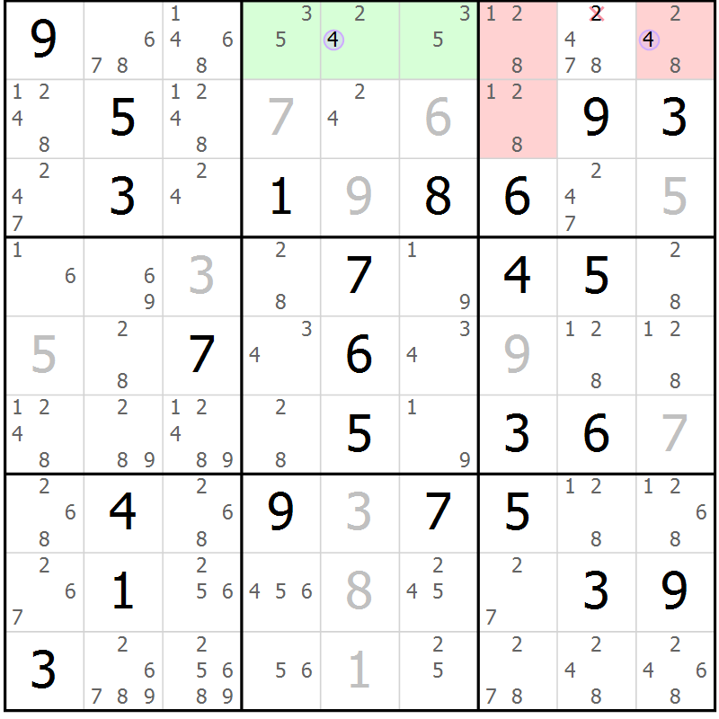 Position des candidats pour la solution de la Gr 71 page 74 du magazine de sudoku Suprême n° 023