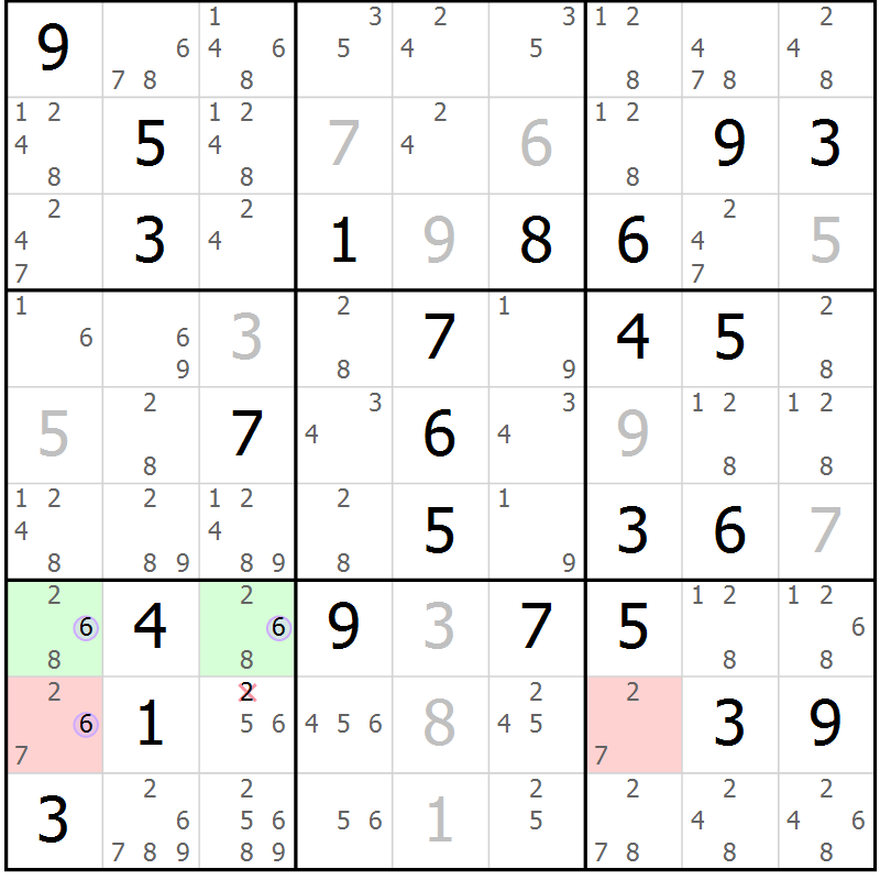 Position des candidats pour la solution de la Gr 71 page 74 du magazine de sudoku Suprême n° 023