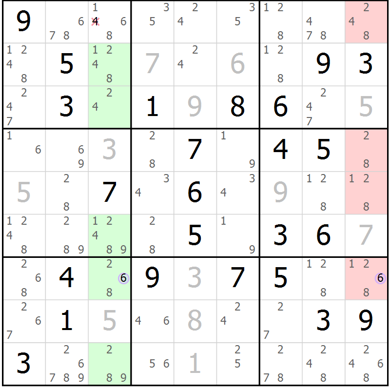 Position des candidats pour la solution de la Gr 71 page 74 du magazine de sudoku Suprême n° 023