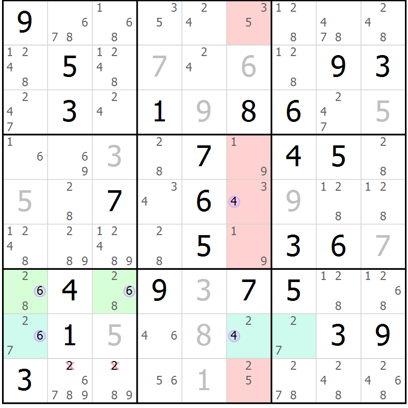 Position des candidats pour la solution de la Gr 71 page 74 du magazine de sudoku Suprême n° 023