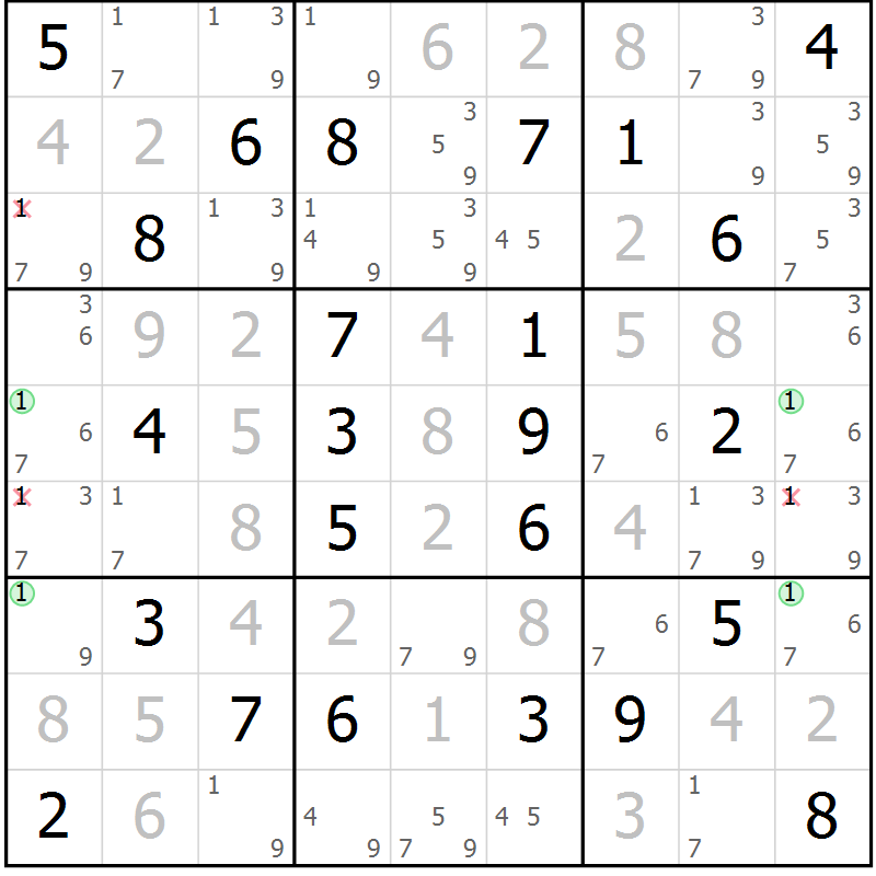 Position des candidats pour la solution de la Gr 73 page 76 du magazine de sudoku Suprême n° 023