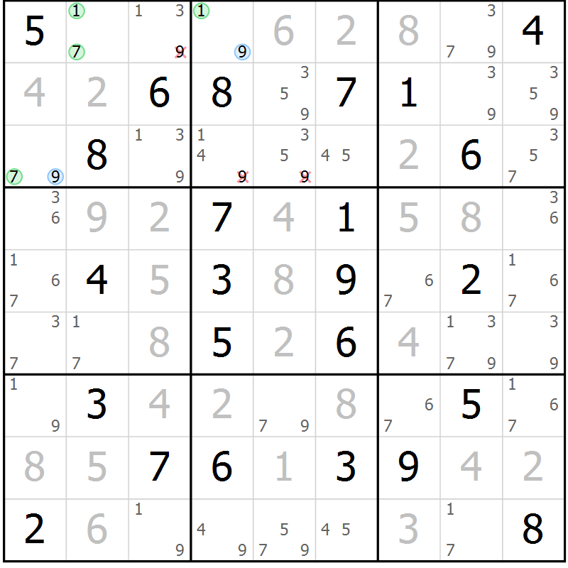 Position des candidats pour la solution de la Gr 73 page 76 du magazine de sudoku Suprême n° 023