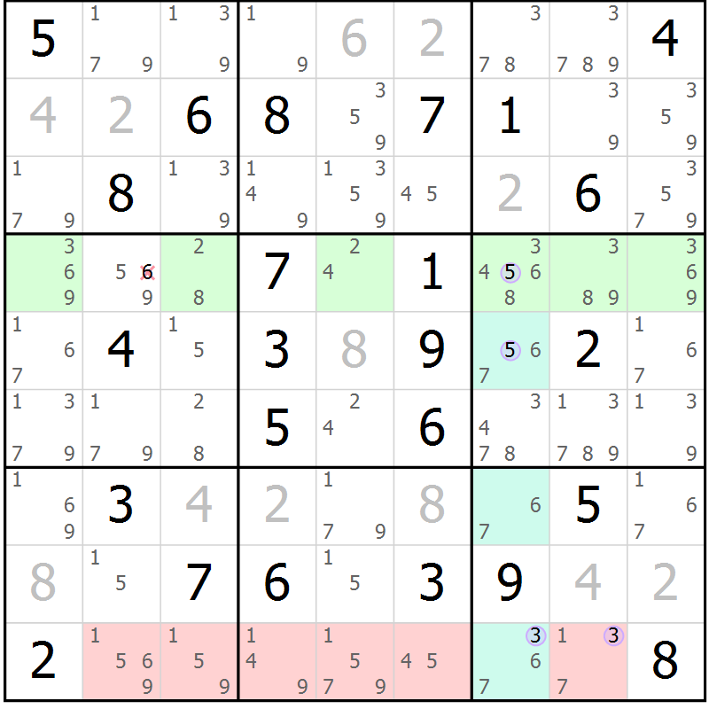 Position des candidats pour la solution de la Gr 73 page 76 du magazine de sudoku Suprême n° 023