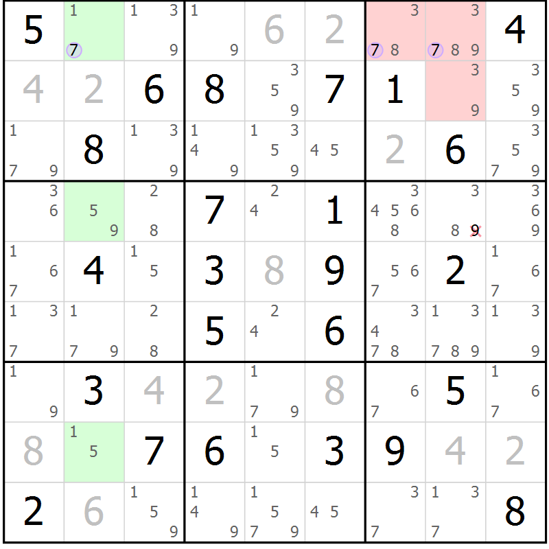 Position des candidats pour la solution de la Gr 73 page 76 du magazine de sudoku Suprême n° 023