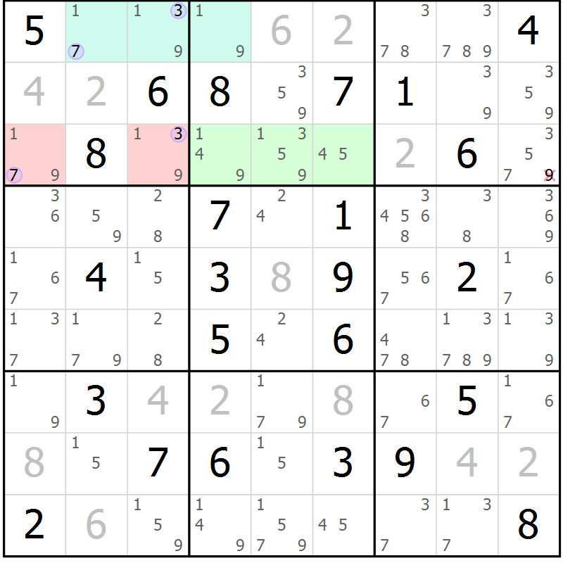 Position des candidats pour la solution de la Gr 73 page 76 du magazine de sudoku Suprême n° 023
