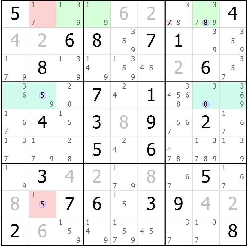 Position des candidats pour la solution de la Gr 73 page 76 du magazine de sudoku Suprême n° 023