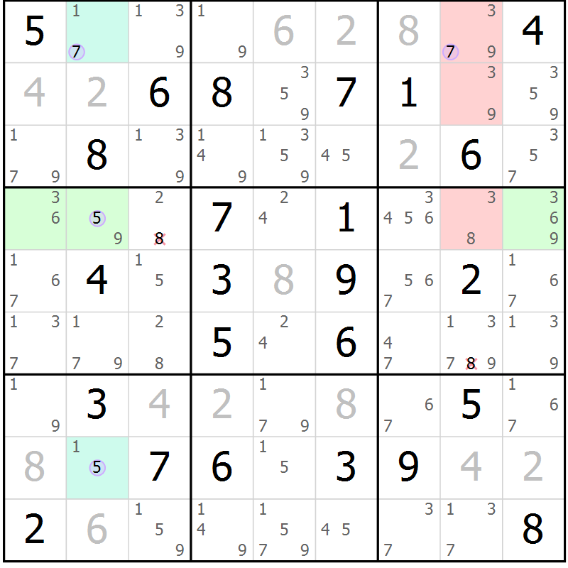 Position des candidats pour la solution de la Gr 73 page 76 du magazine de sudoku Suprême n° 023