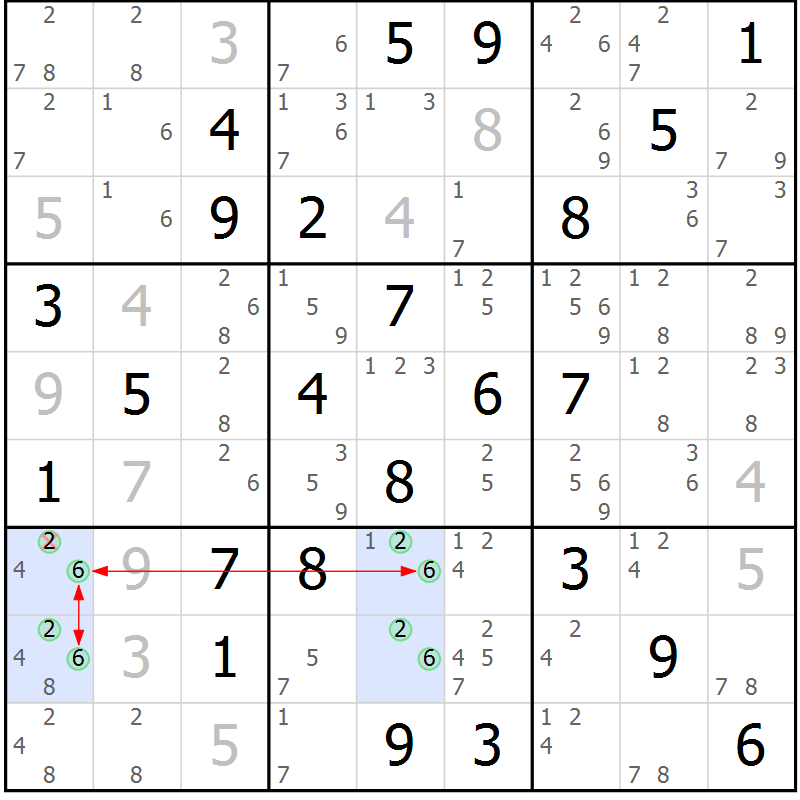 Position des candidats pour la solution de la Gr 74 page 77 du magazine de sudoku Suprême n° 023