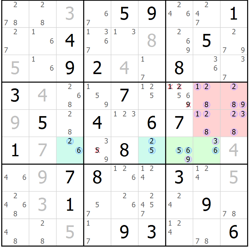 Position des candidats pour la solution de la Gr 74 page 77 du magazine de sudoku Suprême n° 023