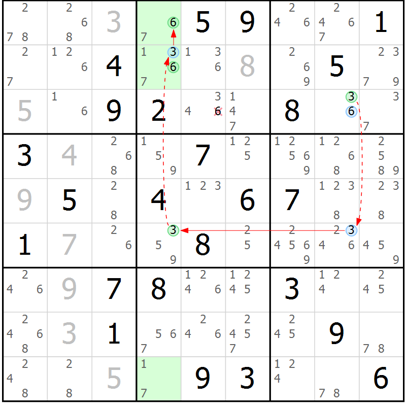 Position des candidats pour la solution de la Gr 74 page 77 du magazine de sudoku Suprême n° 023