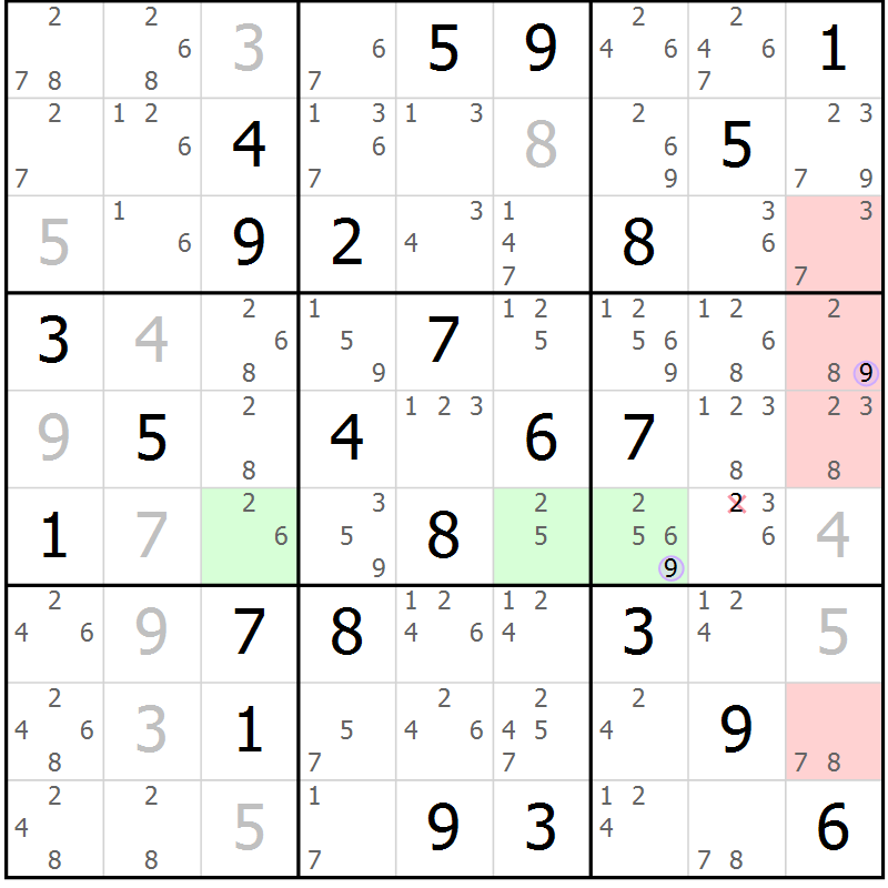 Position des candidats pour la solution de la Gr 74 page 77 du magazine de sudoku Suprême n° 023
