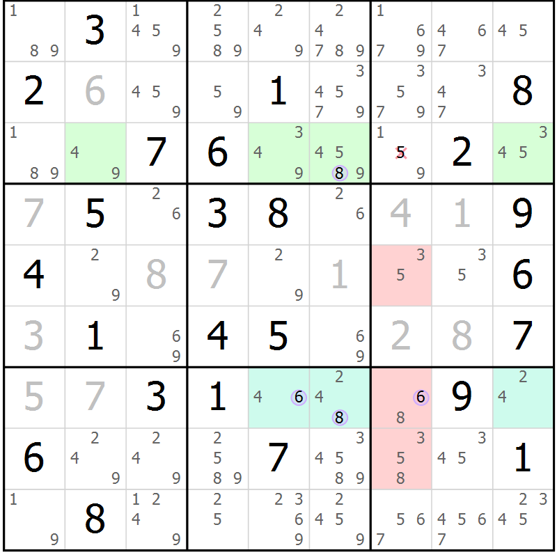 Position des candidats pour la solution de la Gr 75 page 78 du magazine de sudoku Suprême n° 023