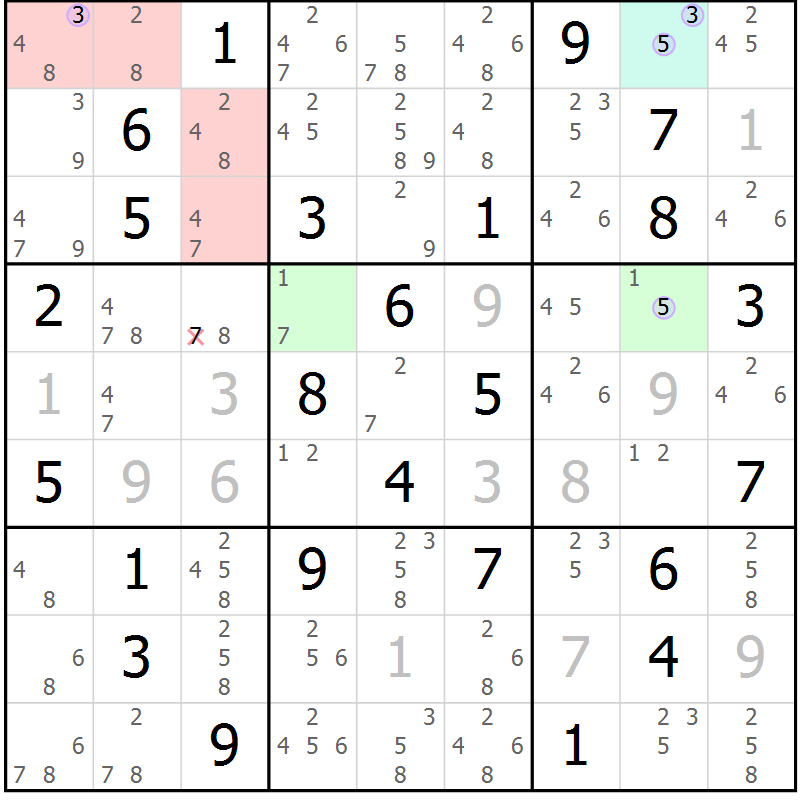 Position des candidats pour la solution de la Gr 76 page 79 du magazine de sudoku Suprême n° 023