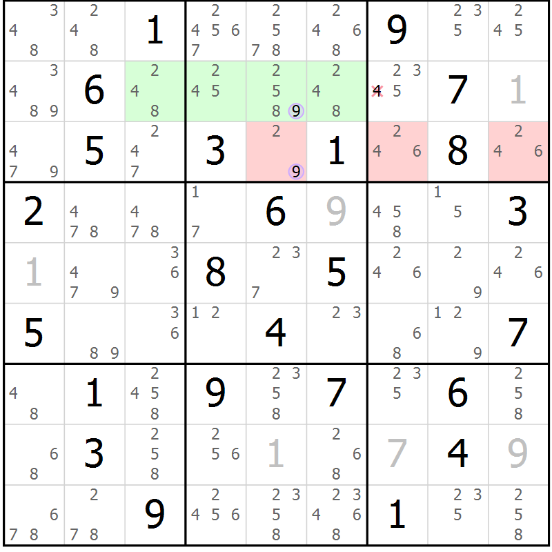 Position des candidats pour la solution de la Gr 76 page 79 du magazine de sudoku Suprême n° 023