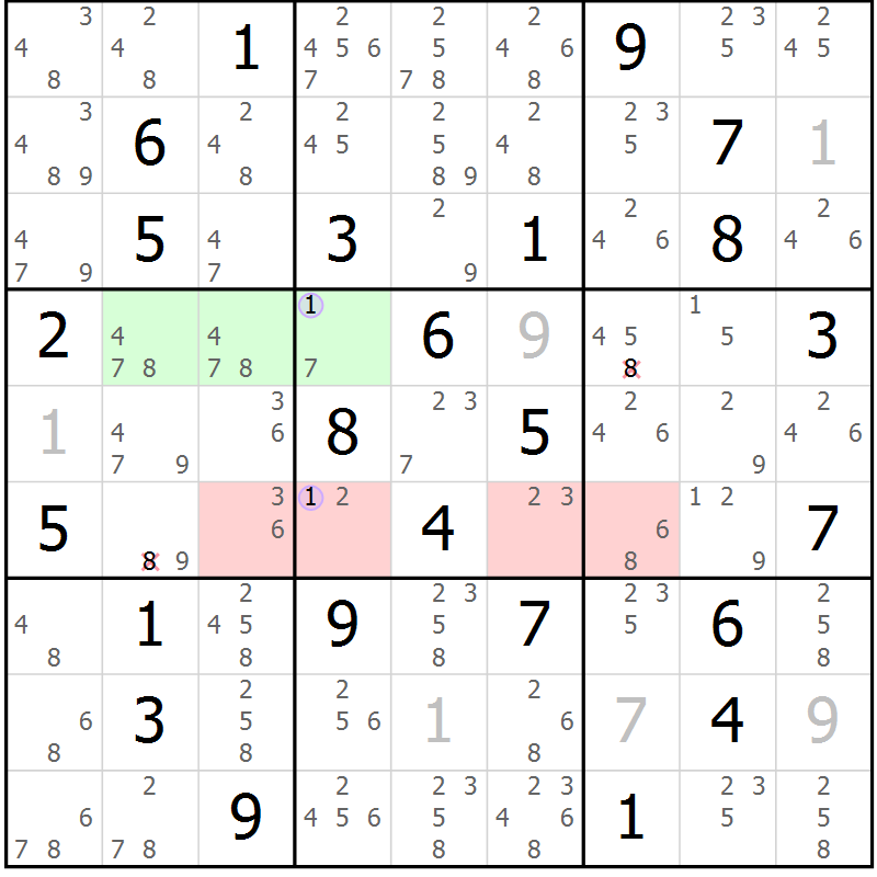 Position des candidats pour la solution de la Gr 76 page 79 du magazine de sudoku Suprême n° 023