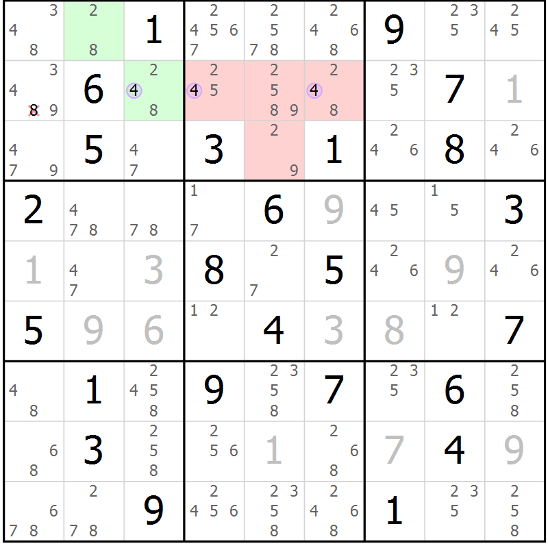 Position des candidats pour la solution de la Gr 76 page 79 du magazine de sudoku Suprême n° 023