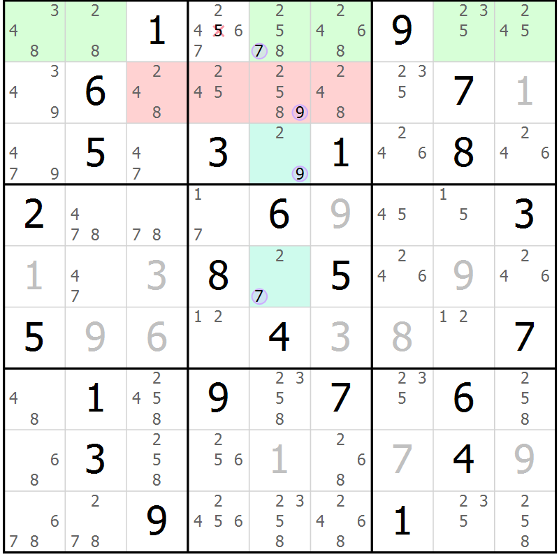 Position des candidats pour la solution de la Gr 76 page 79 du magazine de sudoku Suprême n° 023