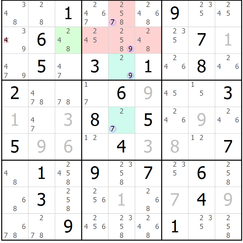 Position des candidats pour la solution de la Gr 76 page 79 du magazine de sudoku Suprême n° 023