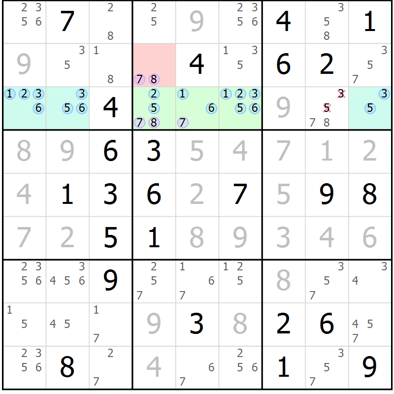 Position des candidats pour la solution de la Gr 77 page 80 du magazine de sudoku Suprême n° 023