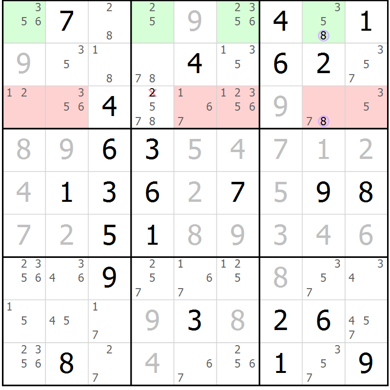 Position des candidats pour la solution de la Gr 77 page 80 du magazine de sudoku Suprême n° 023