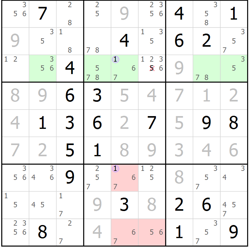 Position des candidats pour la solution de la Gr 77 page 80 du magazine de sudoku Suprême n° 023