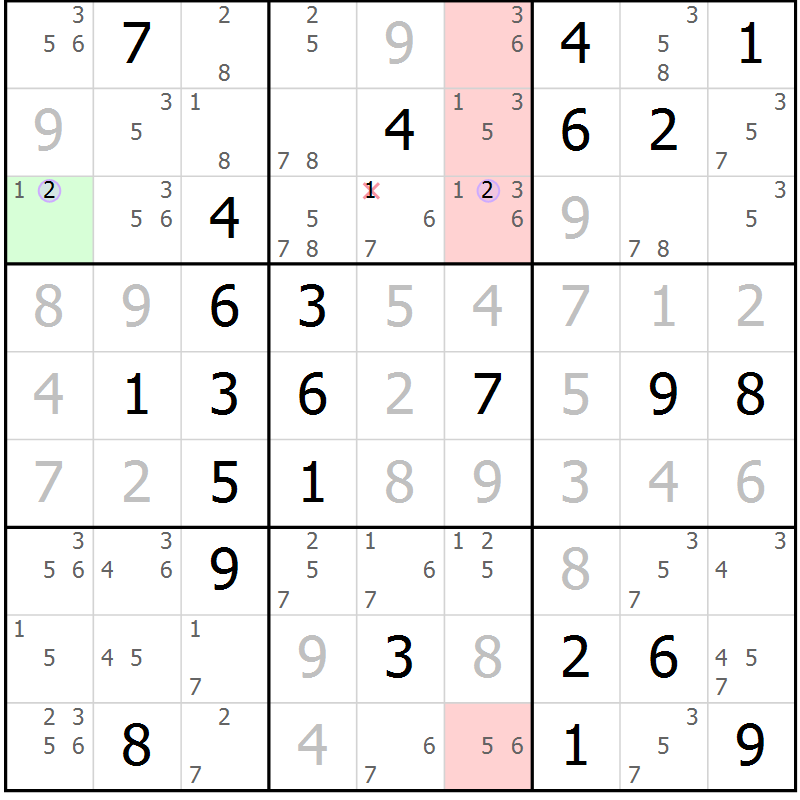 Position des candidats pour la solution de la Gr 77 page 80 du magazine de sudoku Suprême n° 023