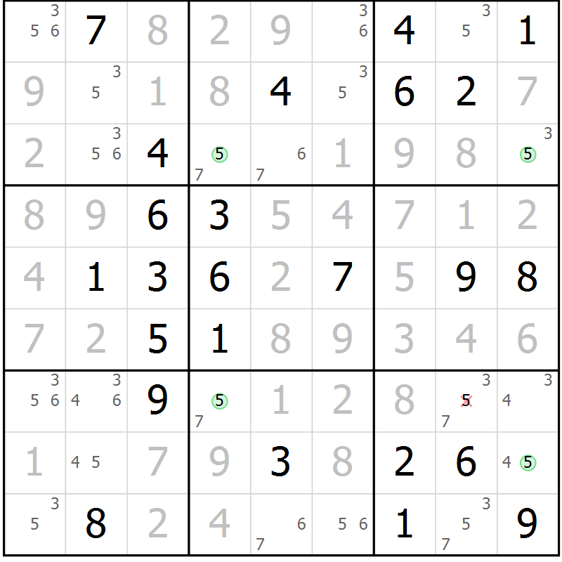 Position des candidats pour la solution de la Gr 77 page 80 du magazine de sudoku Suprême n° 023