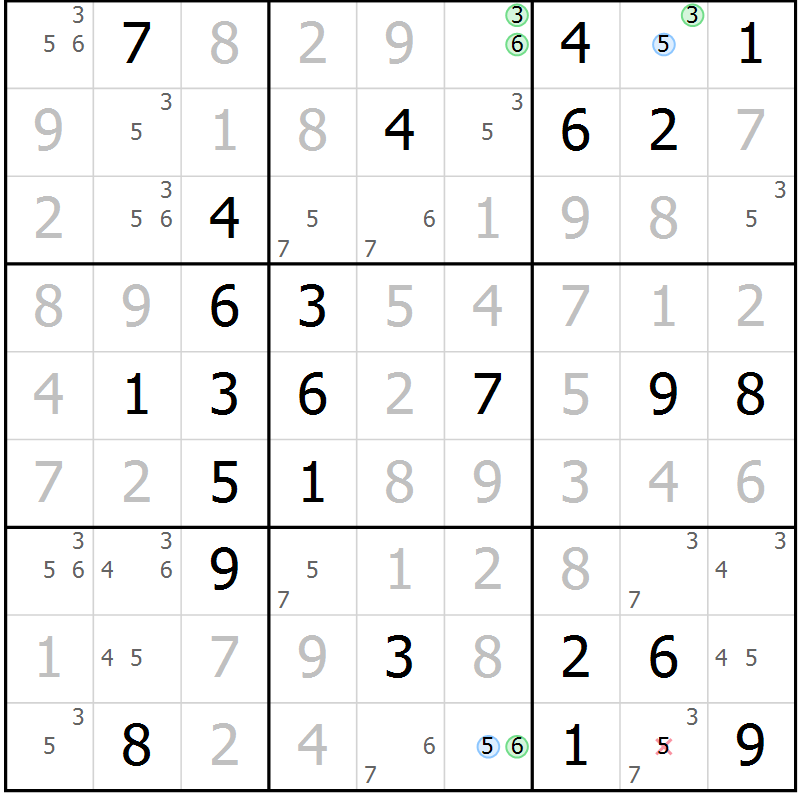 Position des candidats pour la solution de la Gr 77 page 80 du magazine de sudoku Suprême n° 023